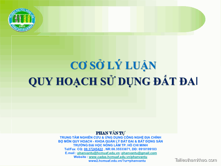 Bai giang co so ly luan quy hoach su dung dat phan van tu trang 01