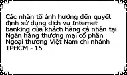 Các nhân tố ảnh hưởng đến quyết định sử dụng dịch vụ Internet banking của khách hàng cá nhân tại Ngân hàng thương mại cổ phần Ngoại thương Việt Nam chi nhánh TPHCM - 15