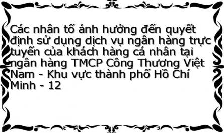 Các nhân tố ảnh hưởng đến quyết định sử dụng dịch vụ ngân hàng trực tuyến của khách hàng cá nhân tại ngân hàng TMCP Công Thương Việt Nam - Khu vực thành phố Hồ Chí Minh - 12