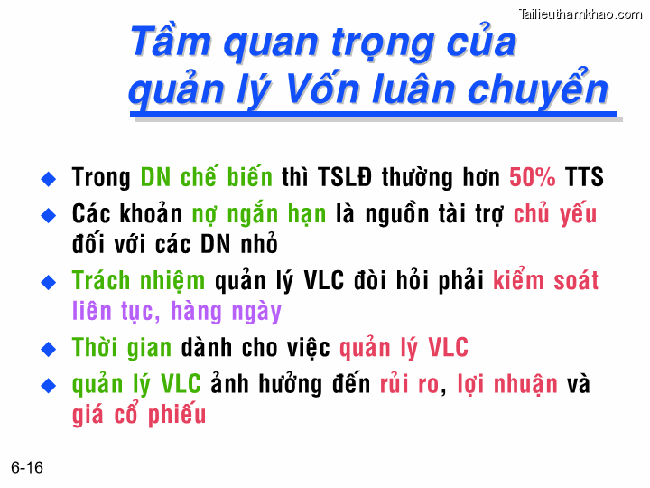 Bai giang chuong 6 tong quan ve quan ly von luan chuyen ts nguyen van thuan trang 16