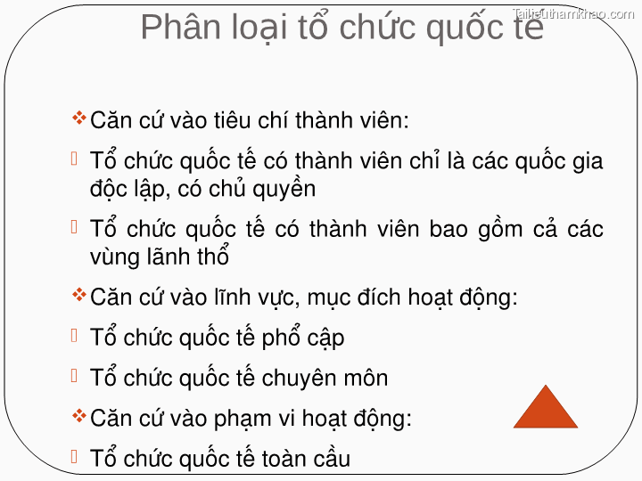 Phân Loại Tổ Chức Quốc Tế Vcăn Cứ Vào Tiêu Chí Thành Viên Tổ