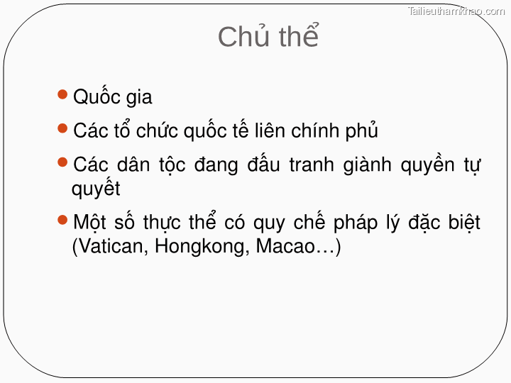 Quốc Gia Chủ Thể Các Tổ Chức Quốc Tế Liên Chính Phủ Các