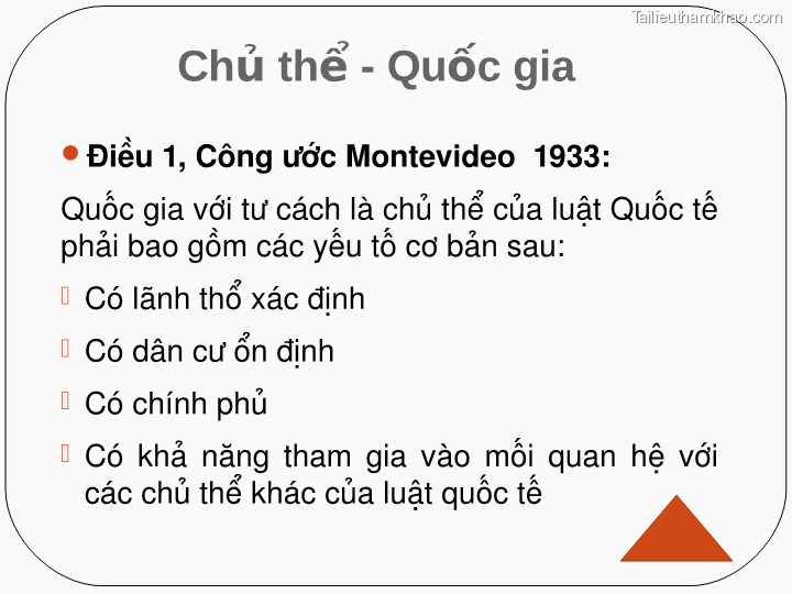 Chủ Thể Quốc Gia Điều 1 Công Ước Montevideo 1933 Quốc Gia Với Tư
