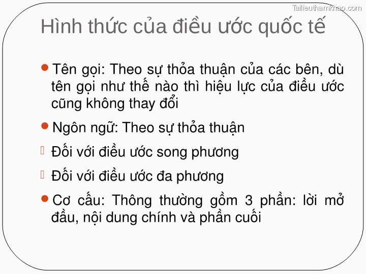 Hình Thức Của Điều Ước Quốc Tế Tên Gọi Theo Sự Thỏa Thuận
