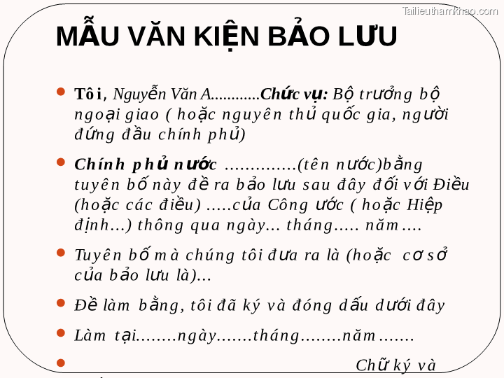 Mẫu Văn Kiện Bảo Lưu  Tô I Nguyễn Văn A Ch Ứ C V Ụ Bộ T Rưởn