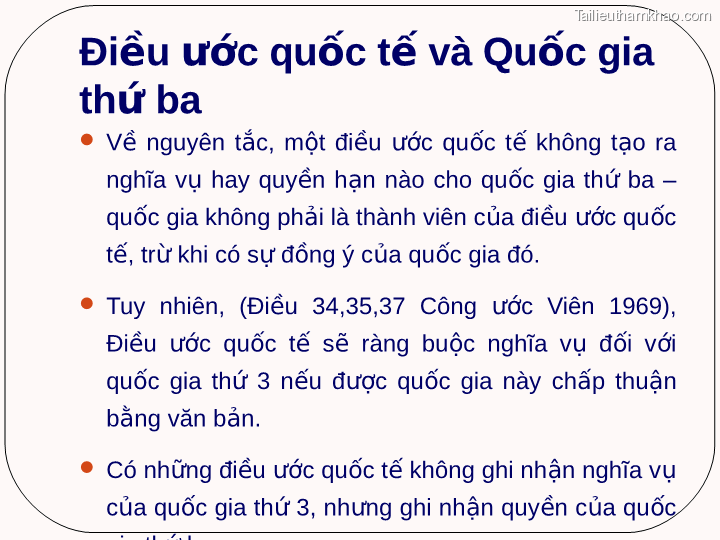 Điều Ước Quốc Tế Và Quốc Gia Thứ  Về Ba Nguyên Tắc Một