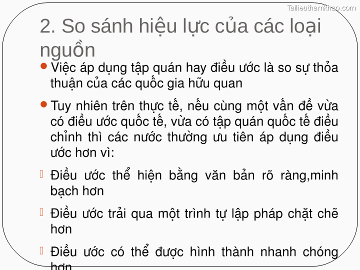 2 So Sánh Hiệu Lực Của Các Loại Nguồn Việc Áp Dụng Tập Quán