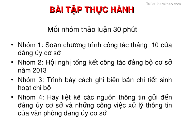 Bai giang ly luan va nghiep vu cong tac dang bai 16 dang cong tac van phong cap uy ky thuat soan thao van ban cua dang o co so trang 8
