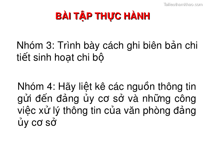 Bai giang ly luan va nghiep vu cong tac dang bai 16 dang cong tac van phong cap uy ky thuat soan thao van ban cua dang o co so trang 18