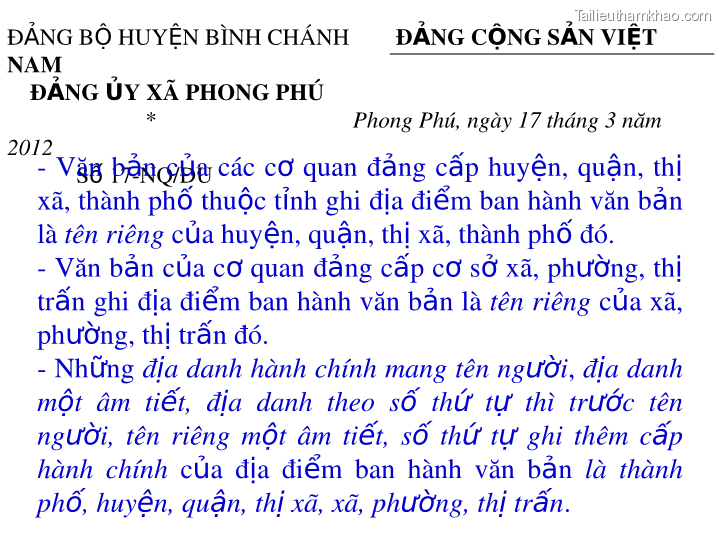 Bai giang ly luan va nghiep vu cong tac dang bai 16 dang cong tac van phong cap uy ky thuat soan thao van ban cua dang o co so trang 63