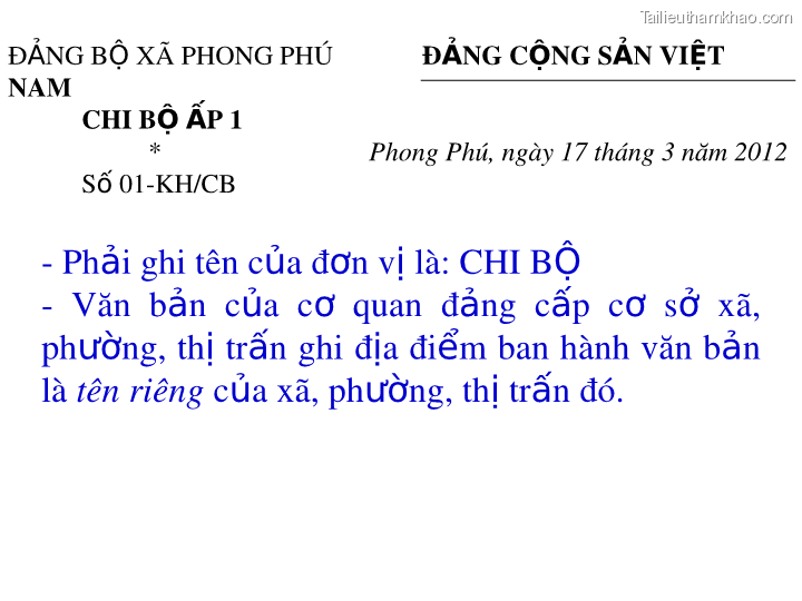 Bai giang ly luan va nghiep vu cong tac dang bai 16 dang cong tac van phong cap uy ky thuat soan thao van ban cua dang o co so trang 67