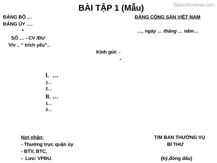 Bai giang ly luan va nghiep vu cong tac dang bai 17 bai tap van ban trang 45