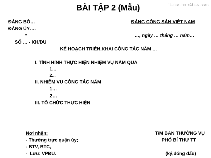 Bai giang ly luan va nghiep vu cong tac dang bai 17 bai tap van ban trang 46