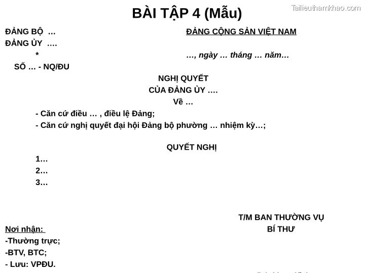 Bai giang ly luan va nghiep vu cong tac dang bai 17 bai tap van ban trang 48