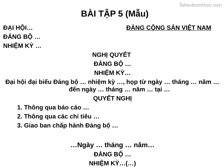 Bai giang ly luan va nghiep vu cong tac dang bai 17 bai tap van ban trang 49