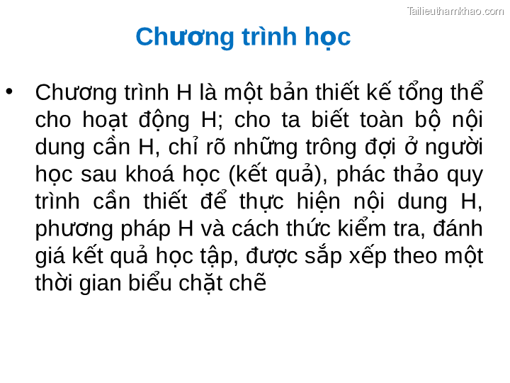 Chương Trình Học • Chương Trình H Là Một Bản Thiết Kế Tổng Thể