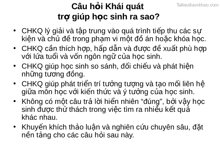 Trợ Câu Hỏi Khái Quát Giúp Học Sinh Ra Sao • Chkq Lý Giải Và Tập