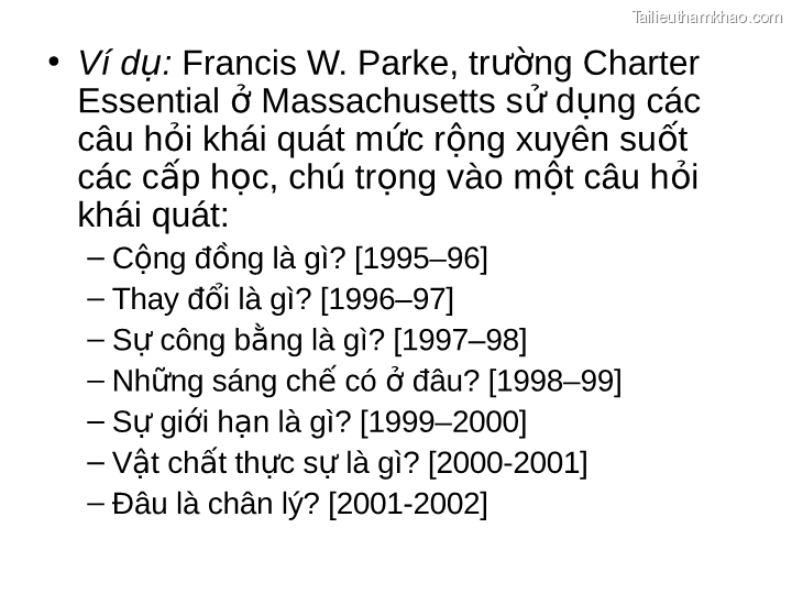 • Ví Dụ Francis W Parke Trường Charter Essential Ở Massachusetts Sử