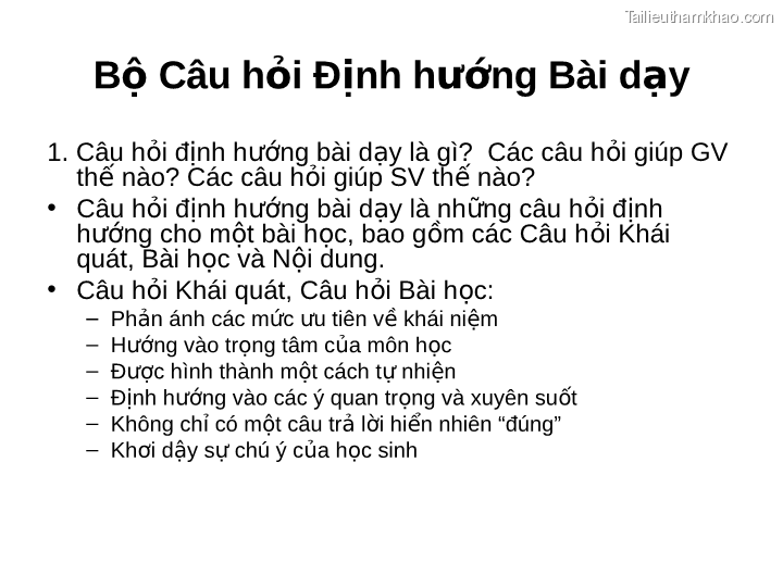 Bộ Câu Hỏi Định Hướng Bài Dạy 1 Câu Hỏi Định Hướng Bài Dạy