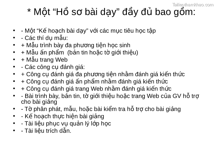 Một Hồ Sơ Bài Dạy Đầy Đủ Bao Gồm • Một Kế Hoạch Bài Dạy