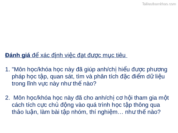 Đánh Giá Để Xác Định Việc Đạt Được Mục Tiêu 1 Quot Môn Học