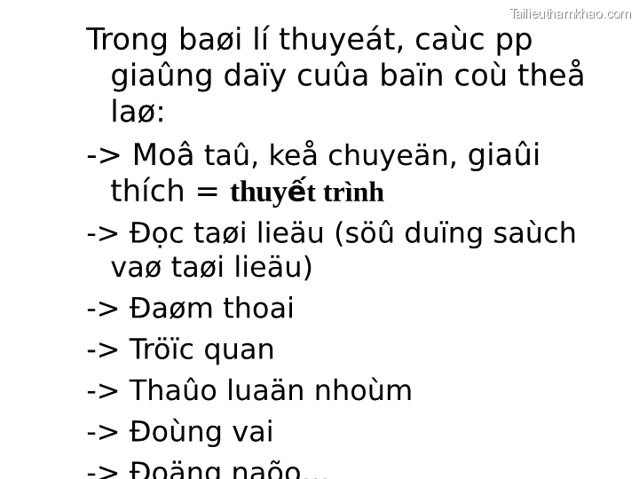 Trong Baøi Lí Thuyeát Caùc Pp Giaûng Daïy Cuûa Baïn Coù Theå Laø Gt Moâ