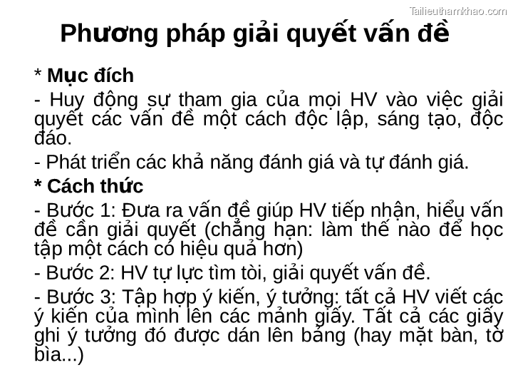 Phương Pháp Giải Quyết Vấn Đề Mục Đích Huy Động Sự Tham Gia