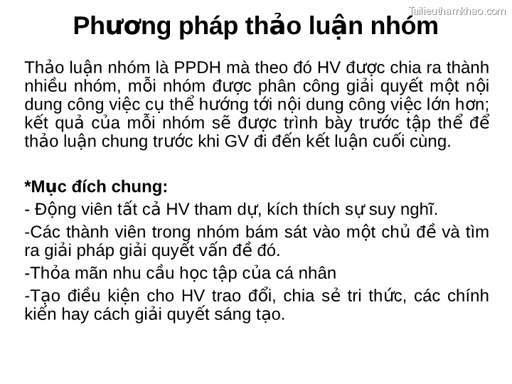 Phương Pháp Thảo Luận Nhóm Thảo Luận Nhóm Là Ppdh Mà Theo Đó Hv