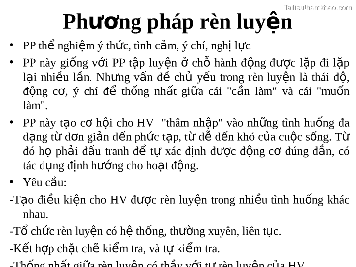 Phương Pháp Rèn Luyện • Pp Thể Nghiệm Ý Thức Tình Cảm Ý Chí