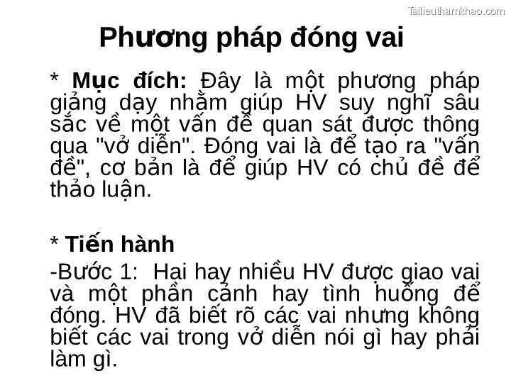 Phương Pháp Đóng Vai Mục Đích Đây Là Một Phương Pháp Giảng Dạy