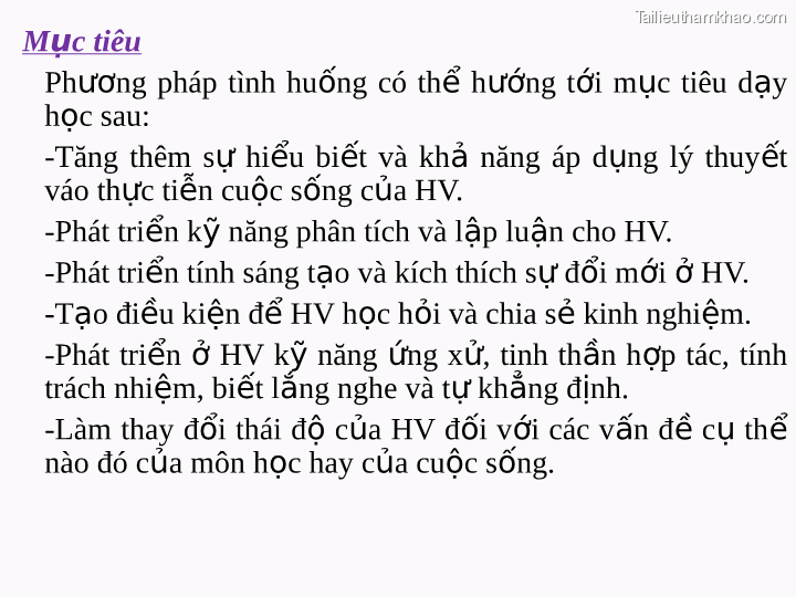 Mục Tiêu Phương Pháp Tình Huống Có Thể Học Sau Hướng Tới Mục