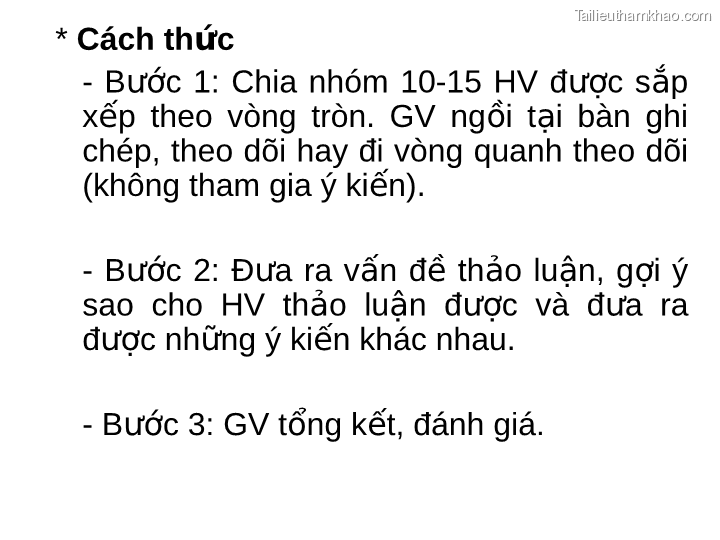 Cách Thức Bước 1 Chia Nhóm 10 15 Hv Được Sắp Xếp Theo Vòng Tròn Gv