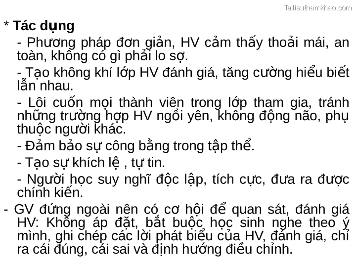 Tác Dụng Phương Pháp Đơn Giản Hv Cảm Thấy Thoải Mái An Toàn Không