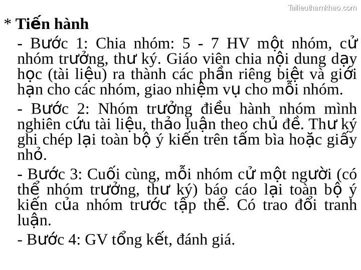 Tiến Hành Bước 1 Chia Nhóm 5 7 Hv Một Nhóm Cử Nhóm Trưởng Thư Ký