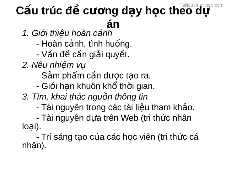 Cấu Trúc Đề Cương Dạy Học Theo Dự Án 1 Giới Thiệu Hoàn Cảnh
