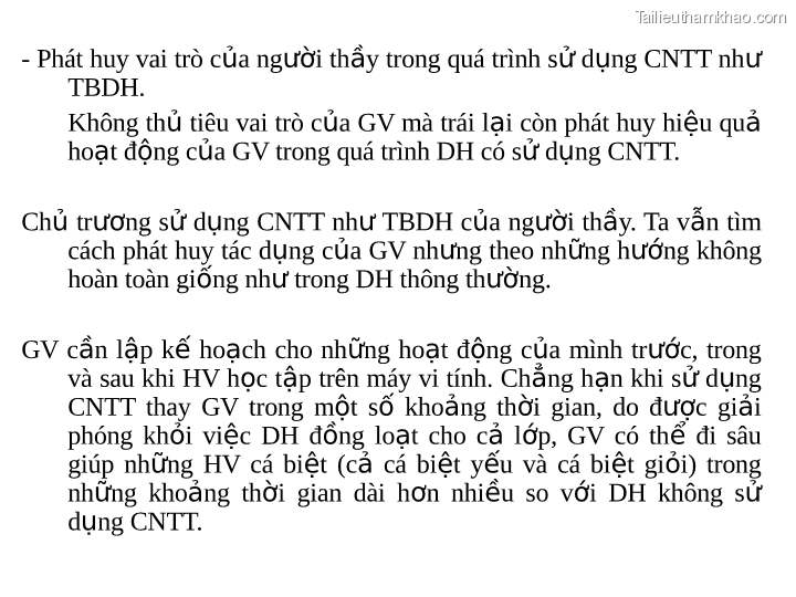 Phát Huy Vai Trò Của Người Thầy Trong Quá Trình Sử Tbdh Dụng Cntt Như