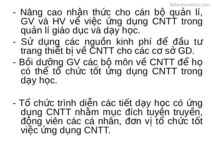 Nâng Cao Nhận Thức Cho Cán Bộ Quản Lí Gv Và Hv Về Việc Ứng Dụng