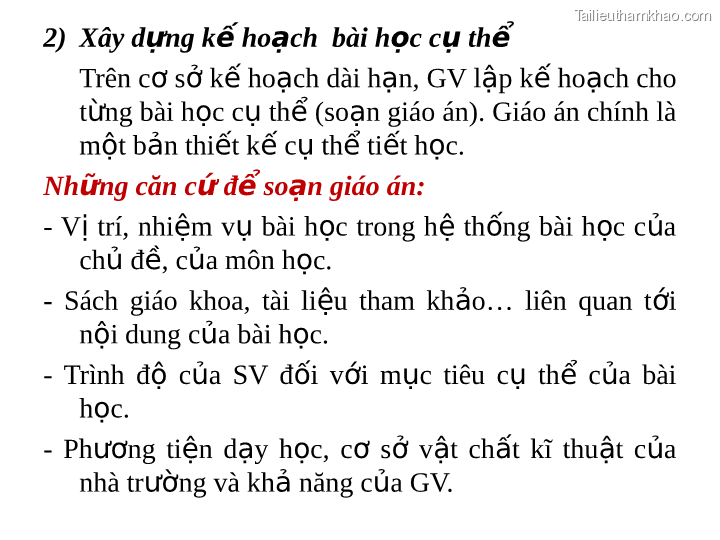 2 Xây Dựng Kế Hoạch Bài Học Cụ Thể Trên Cơ Sở Kế Hoạch Dài