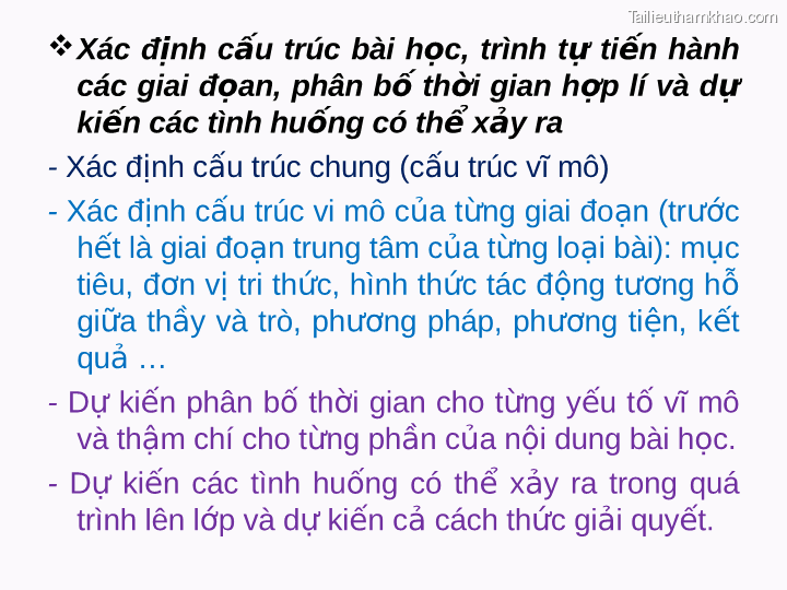 Xác Định Cấu Trúc Bài Học Trình Tự Tiến Hành Các Giai Đọan