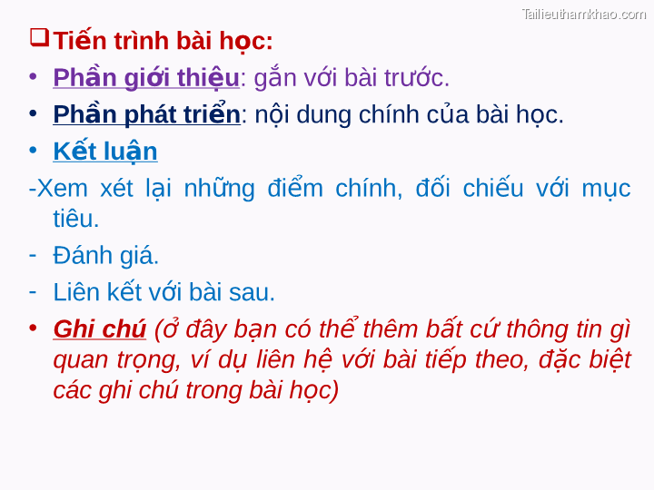 Tiến Trình Bài Học • Phần Giới Thiệu Gắn Với Bài Trước •