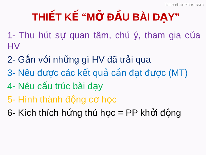 Thiết Kế Mở Đầu Bài Dạy 1 Thu Hút Sự Hv Quan Tâm Chú Ý Tham Gia
