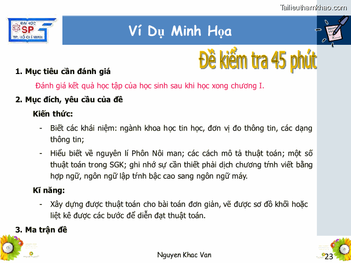 Bai giang ly luan va phuong phap day hoc tin hoc 1 nguyen khac van trang 23
