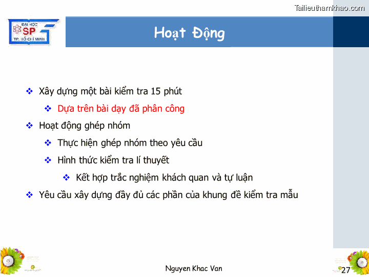Bai giang ly luan va phuong phap day hoc tin hoc 1 nguyen khac van trang 27