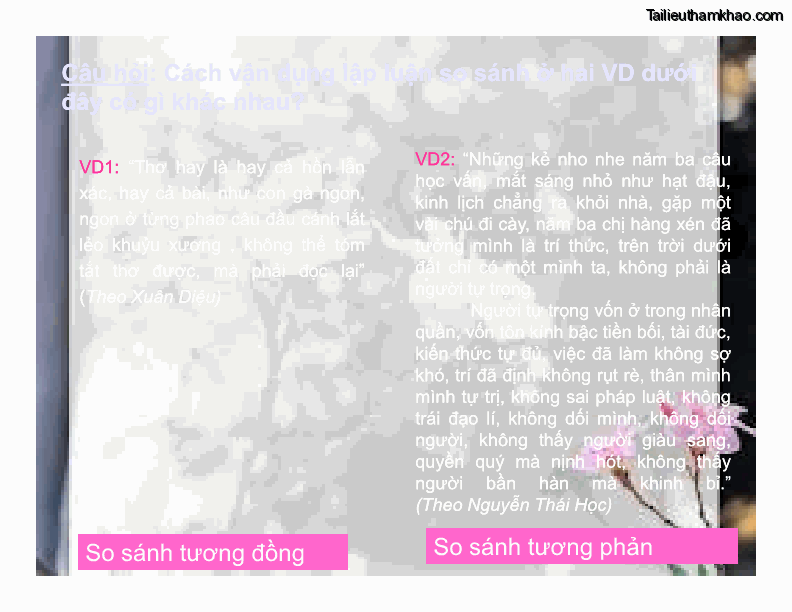 Ii Cách So Sánh 1 Phân Loại Các Cách Lập Luận So Sánh 2 Cách Thức So