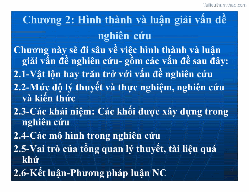 Chương 2 Hình Thành Và Luận Giải Vấn Đề Nghiên Cứu Chương Này