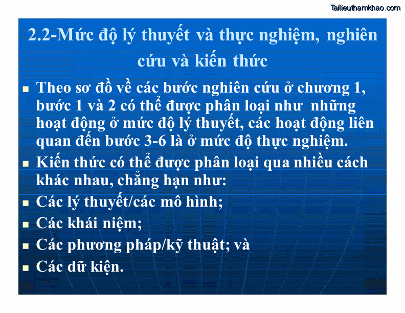 2 2 Mức Độ Lý Thuyết Và Thực Nghiệm Nghiên Cứu Và Kiến Thức 