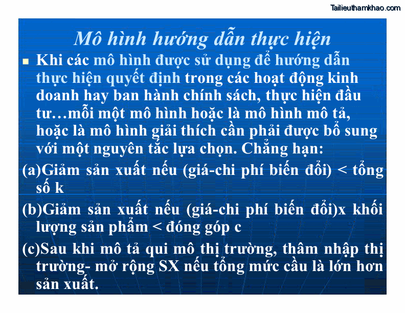 Mô Hình Hướng Dẫn Thực Hiện Khi Các Mô Hình Được Sử Dụng
