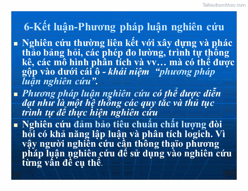 6 Kết Luận Phương Pháp Luận Nghiên Cứu Nghiên Cứu Thường Liên