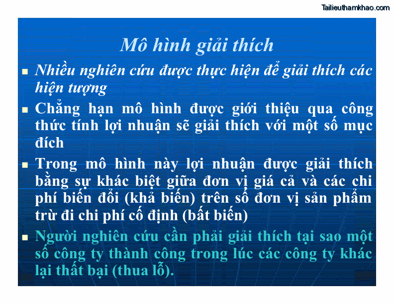 Mô Hình Giải Thích Nhiều Nghiên Cứu Được Thực Hiện Để Giải