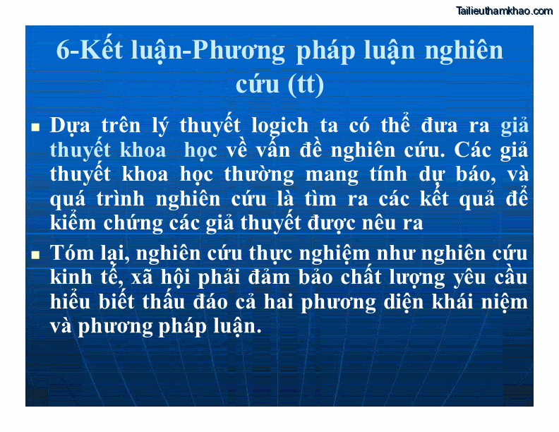 6 Kết Luận Phương Pháp Luận Nghiên Cứu Tt  Dựa Trên Lý Thuyết